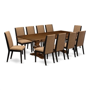Pemberly Row 11-Piece Dining Table Set with Light Sable Upholstery