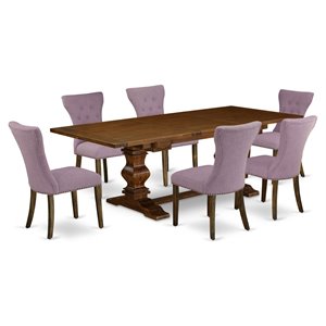 Pemberly Row 7-Piece Kitchen Dining Set in Mid-Century Walnut
