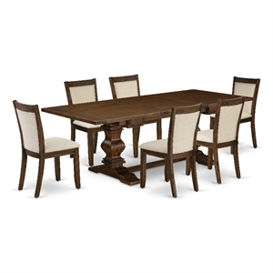 Pemberly Row Rectangular Table with 6 Chairs in Antique Walnut Finish