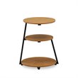 Pemberly Row Round End Table in Metal and Wood Black and Oak Finish