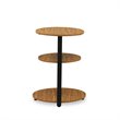 Pemberly Row Round End Table in Metal and Wood Black and Oak Finish