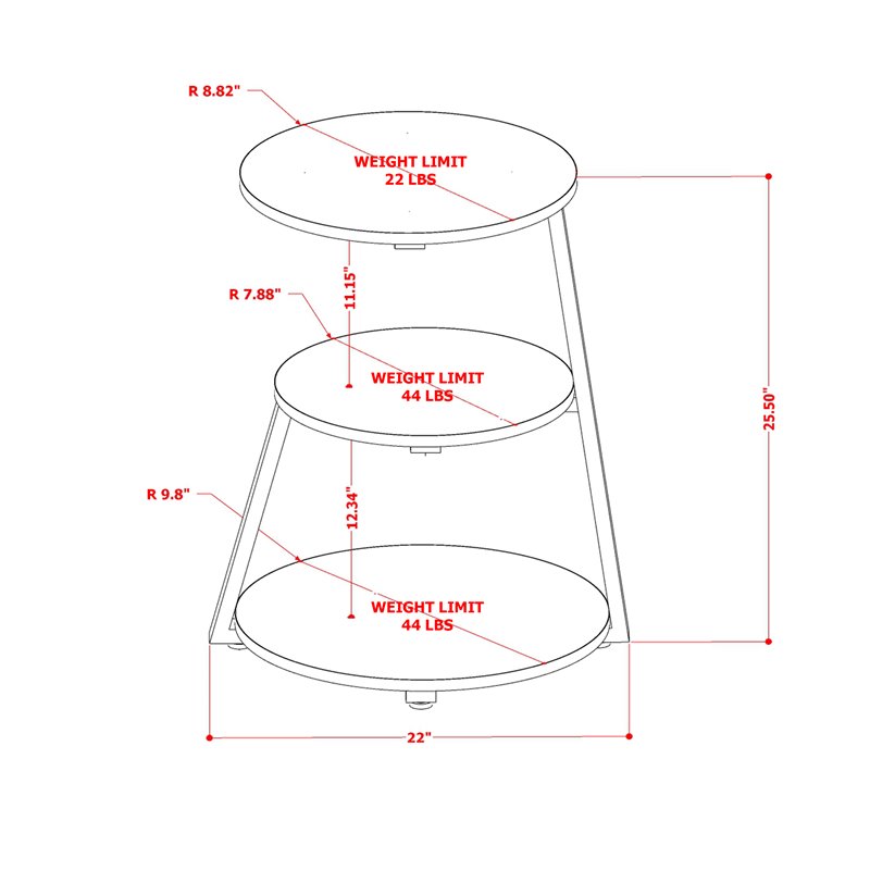 Pemberly Row Round End Table in Metal and Wood Black and Oak Finish