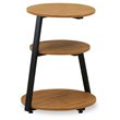 Pemberly Row Round End Table in Metal and Wood Black and Oak Finish