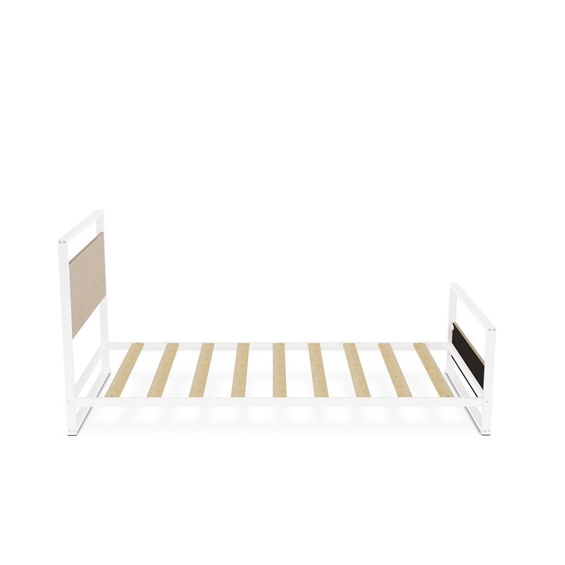 Pemberly Row Wooden and Metal Twin Bed Frame with White Finish