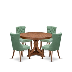 Pemberly Row 5-Piece Rubberwood Dining Room Set in Walnut Finish