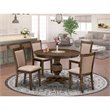 Pemberly Row 5-Piece Wood Dining Set in Jacobean and Dark Khaki Gray