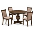 Pemberly Row 5-Piece Wood Dining Set in Jacobean and Dark Khaki Gray
