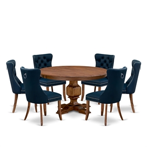 Pemberly Row 7-Piece Rubberwood Dining Table Set in Walnut Finish