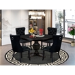 Pemberly Row 5-Piece Round Dining Room Set Rubberwood in Black Finish