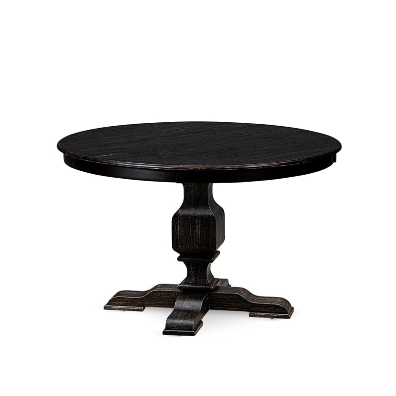 Pemberly Row 5-Piece Round Dining Room Set Rubberwood in Black Finish