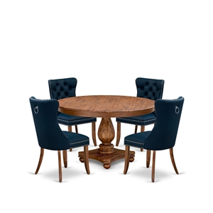 Pemberly Row 5-Piece Dining Set in Walnut with Faux Leather Chairs