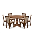 Pemberly Row 7-Piece Antique Walnut Dining Set with Pedestal Table