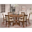 Pemberly Row 7-Piece Antique Walnut Dining Set with Pedestal Table
