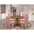 Pemberly Row 5-Piece Wood Dining Set in Walnut with Faux Leather Chairs
