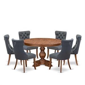 Pemberly Row 7-Piece Kitchen Set with Rubber Wood in Walnut Finish