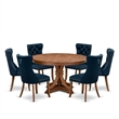 Pemberly Row 7-Piece Dining Set with Faux Leather Chairs in Walnut Wood