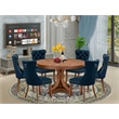 Pemberly Row 7-Piece Dining Set with Faux Leather Chairs in Walnut Wood