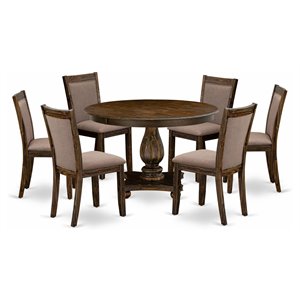 Pemberly Row 7-Piece Wooden Dining Table Set in Distressed Jacobean Finish