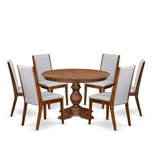 Pemberly Row 7-Piece Modern Dining Table Set in Walnut Finish
