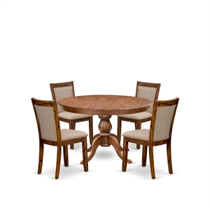 Pemberly Row 5-Piece Kitchen Dining Set in Antique Walnut Rubberwood