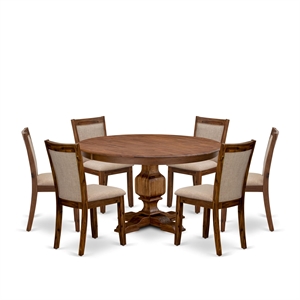 Pemberly Row 7-Piece Mid-Century Kitchen Table Set with Walnut Finish