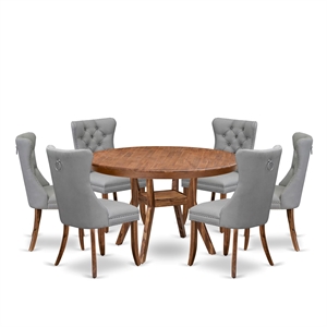 Pemberly Row 7-Piece Dining Table and Faux Leather Walnut Set