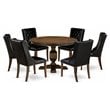 Pemberly Row 7 Pieces Wood Dining Set in Distressed Jacobean and Black