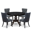 Pemberly Row 5-Piece Wooden Dining Set in Sand Blasted Black Finish