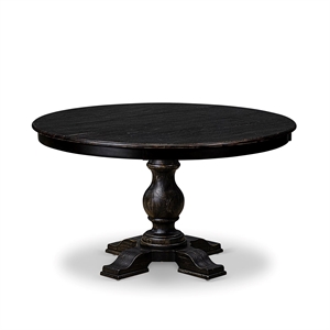 Pemberly Row Round Dining Table with Acacia Wood in Sand Blasted Black