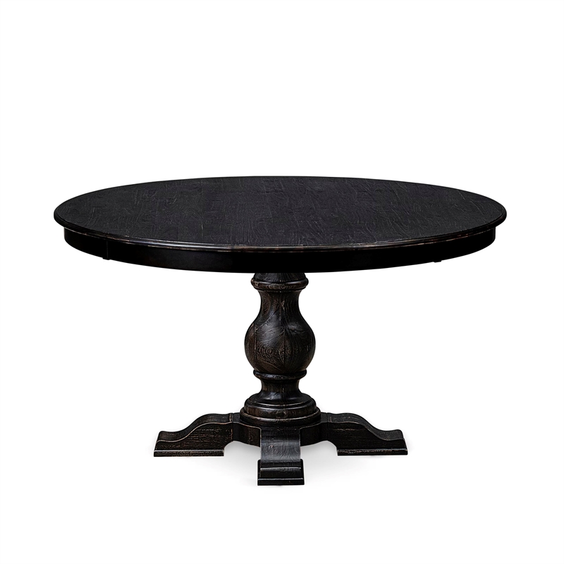 Pemberly Row Round Dining Table with Acacia Wood in Sand Blasted Black