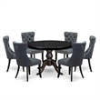 Pemberly Row 7-Piece Modern Dining Set in Sand Blasted Black Wood