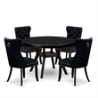 Pemberly Row 5-Piece Round Dinette Set in Sand Blasted Black Wood