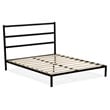 Pemberly Row Metal and Wood Queen Platform Bed Frame in Black