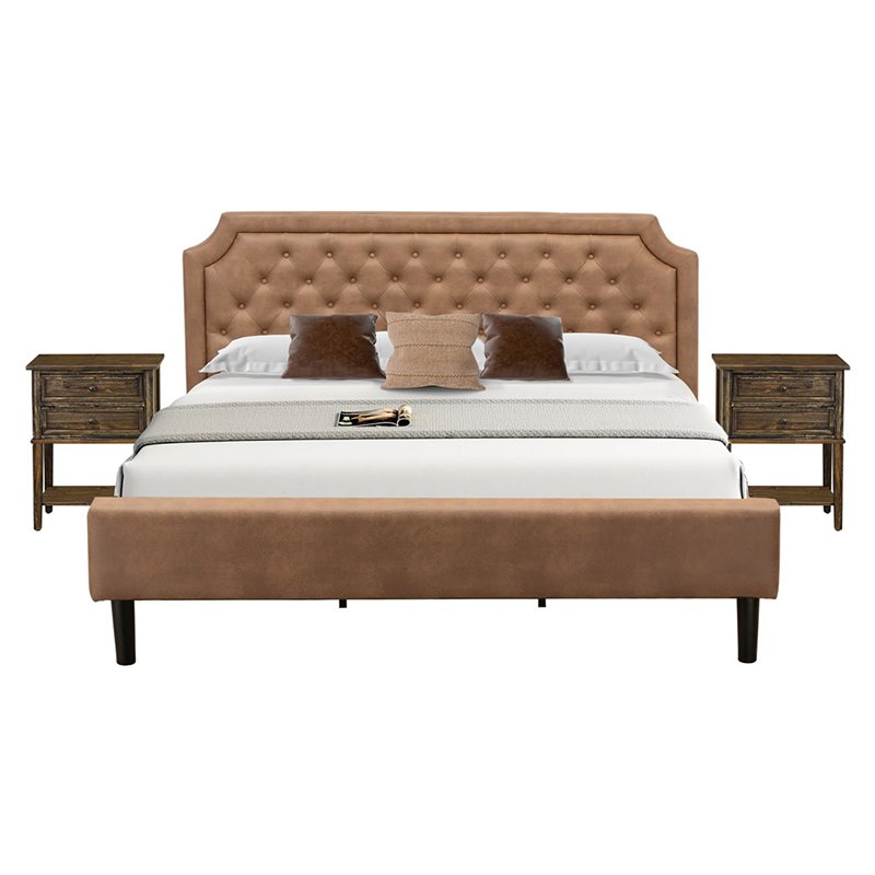 Pemberly Row 3-Piece King Bedroom Set Wood Brown Jacobean Finish