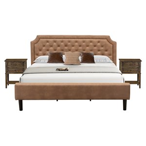 Pemberly Row 3-Piece King Bedroom Set Wood Brown Jacobean Finish
