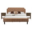 Pemberly Row 3-Piece King Bedroom Set Wood Brown Jacobean Finish
