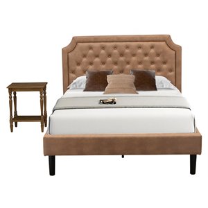 Pemberly Row 2-Piece Full Bedroom Set Wood Light Brown Walnut