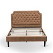 Pemberly Row Full Platform Bed Frame with Faux Leather in Brown & Black