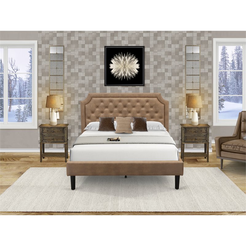 Pemberly Row 3-Piece Wooden Queen Bedroom Set in Jacobean/Brown