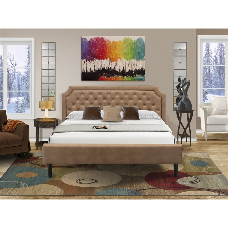 Pemberly Row 2-Piece King Platform Bedroom Set in Brown Jacobean Finish