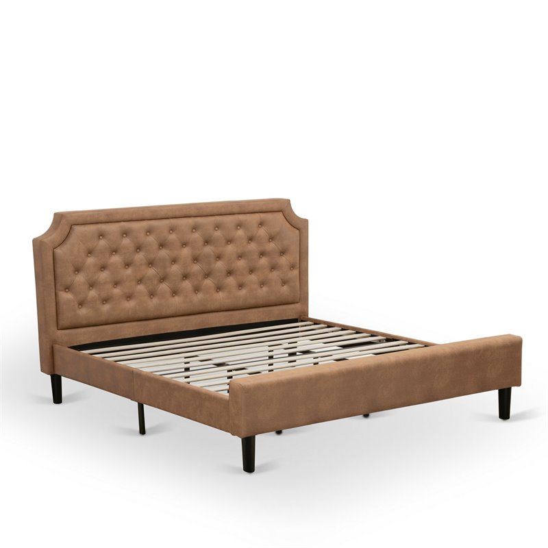 Pemberly Row 2-Piece King Platform Bedroom Set in Brown Jacobean Finish