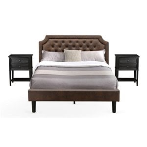 Pemberly Row 3-Piece Queen Bedroom Set in Black Brown Wirebrushed Finish