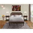 Pemberly Row 3 Pc Wood Queen Bedroom Set with Platform Bed in Dark Brown