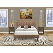 Pemberly Row Queen Platform Bed with Faux Leather Headboard in Brown