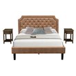 Pemberly Row 3 Pc Wood Queen Platform Bedroom Set in Brown Finish