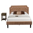 Pemberly Row 2-Piece Wood Full Bedroom Set with USB Ports in Brown