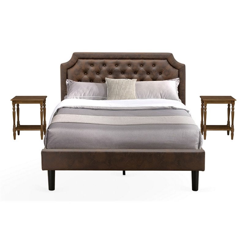 Pemberly Row 3-Piece Wood Queen Bedroom Set in Dark Brown Finish