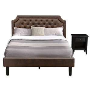 Pemberly Row Queen Bedroom Set with Upholstered Bed in Dark Brown and Black