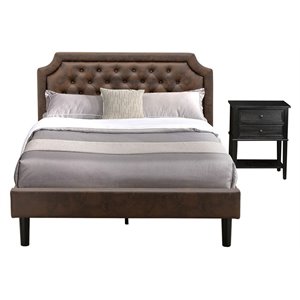 Pemberly Row 2-Piece Queen Bedroom Set with Wood Frame in Dark Brown