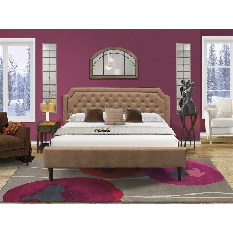 Pemberly Row 2-Piece King Bedroom Set in Brown Jacobean Finish Wood